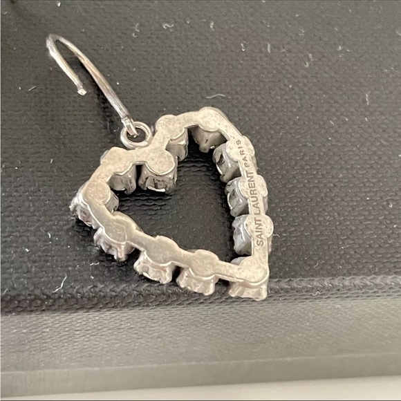 NIB Saint Laurent Strass Heart Crystal Drop Earrings - Picture 8 of 8